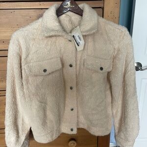 Women's Cream Fuzzy Jacket